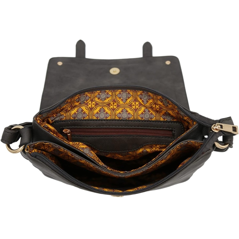 ALYSSA Double Compartment Large Flapover Crossbody Bag - Picture 3 of 13